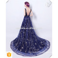 Latest Dress Design Vestidos de Festa Navy Blue Maxi Long Evening Dress Evening Gown with bling bing Stars